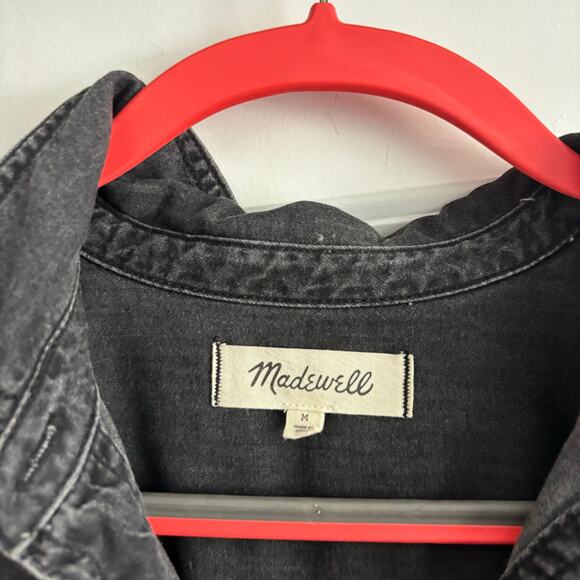 Madewell Women’s Denim Popover Top Sz M Black Wash Essential Closet Staple - Picture 4 of 11